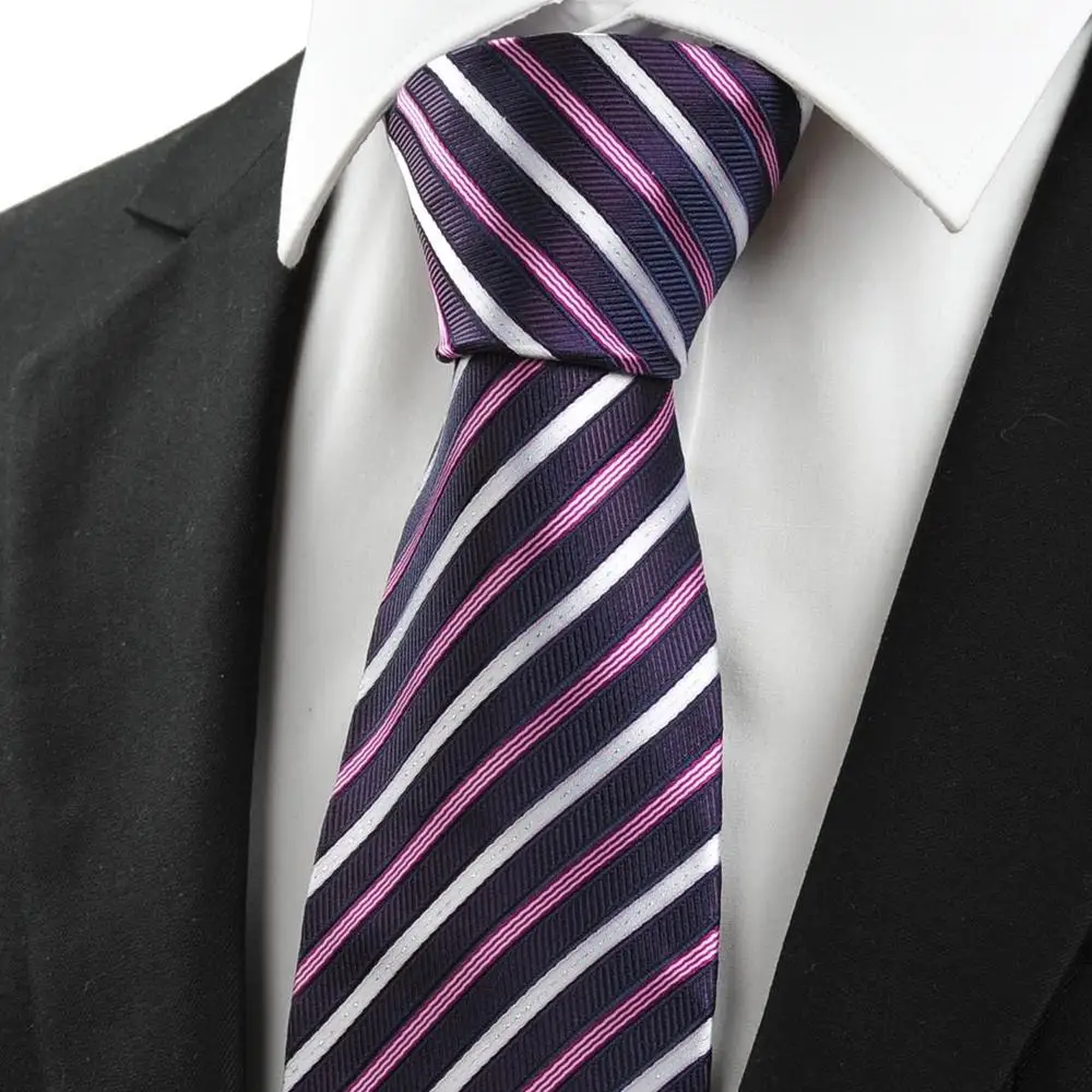New Striped Purple White JACQUARD Men's Tie Necktie Wedding Holiday Gift # 0020 | Аксессуары для одежды