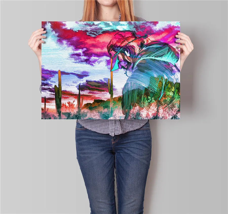 Классический красочный цветок винтажные плакат крафт бумаги детская спальня