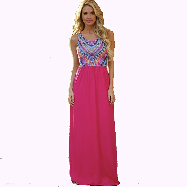 New Arrival summer dress 2015 Neon Floor Length long maxi Dress Beach casual party Pleated plus size clothing Vintage bohemian | Женская
