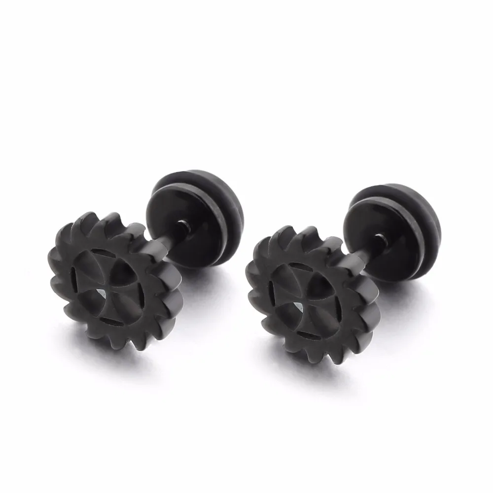 Fashion Black Cross Earring Stud for Men Unisex Particular Male Ear Piercing Jewelry Masculine Accessories 1 Pair | Украшения и