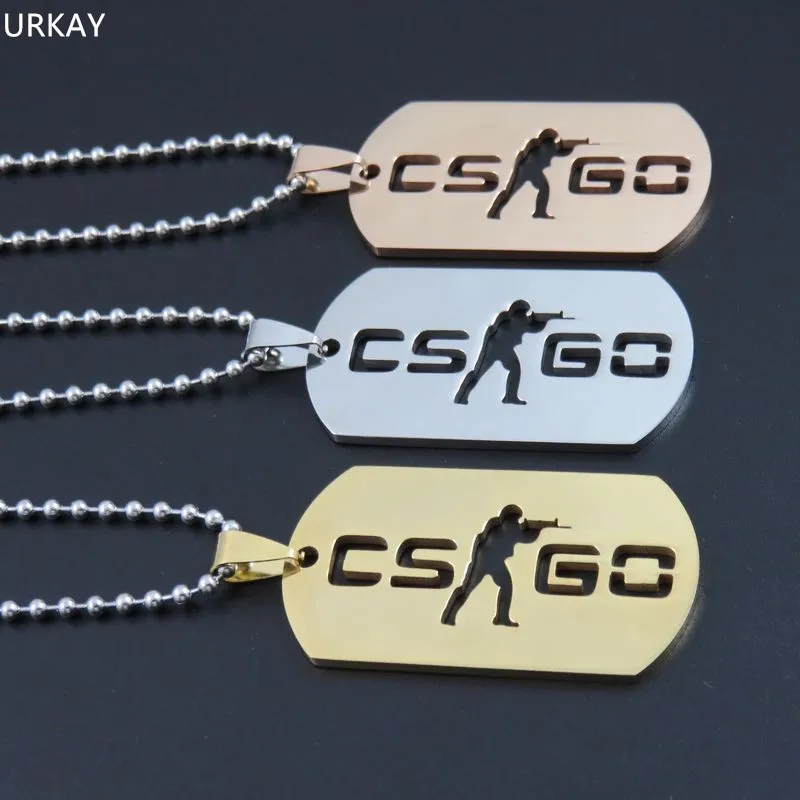 3 цвета аниме CS GO Ожерелье Подвеска модная собака бирки кулон нержавеющая сталь