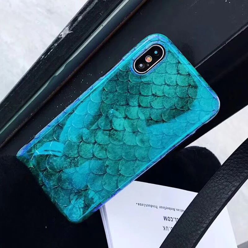 Чехол для телефона LOVECOM Blu-Ray для iPhone 11 Pro Max XR XS Max X 8 7 6 6S Plus, мягкий IMD чехол для задней панели телефона с лазерным рисунком голубой рыбы