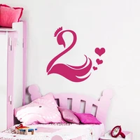 Swan Bird Wall Stickers Nursery Crown Vinyl Decals Girls Bedroom Removable Heart Wall Decal for Girls Romantic Home Decor S373