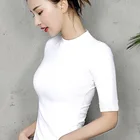 Футболка женская хлопковая с круглым вырезом, универсальная рубашка с коротким рукавом, черный белый серый желтый Шир