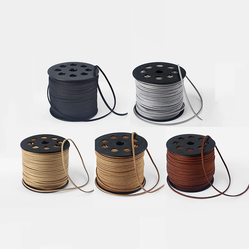 

90meters/Roll 2.5 mm Flat Faux Suede Braided Cord Korean Velvet Leather Handmade Thread String Rope For DIY Jewelry Making