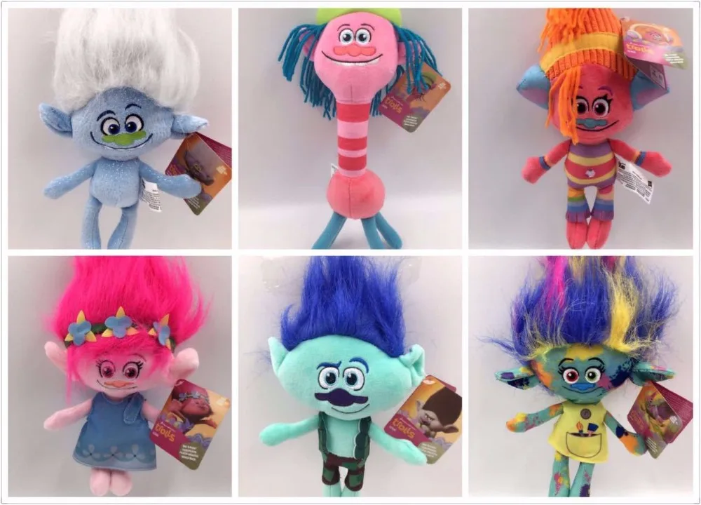 6 шт./лот с героями мультфильма тролли Мягкие игрушки из мультфильмов Подарки