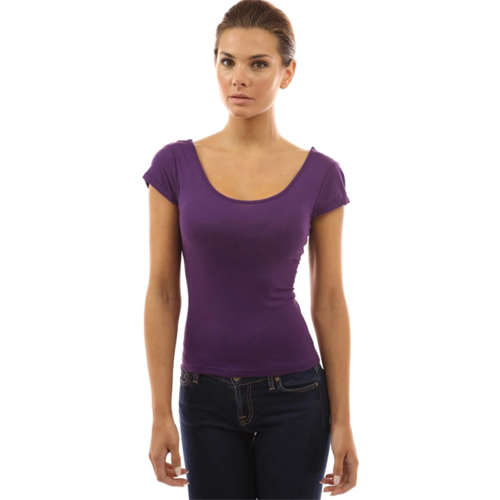 Фиолетовая рубашка Женские Модальные топы рубашки с коротким рукавом одежда для