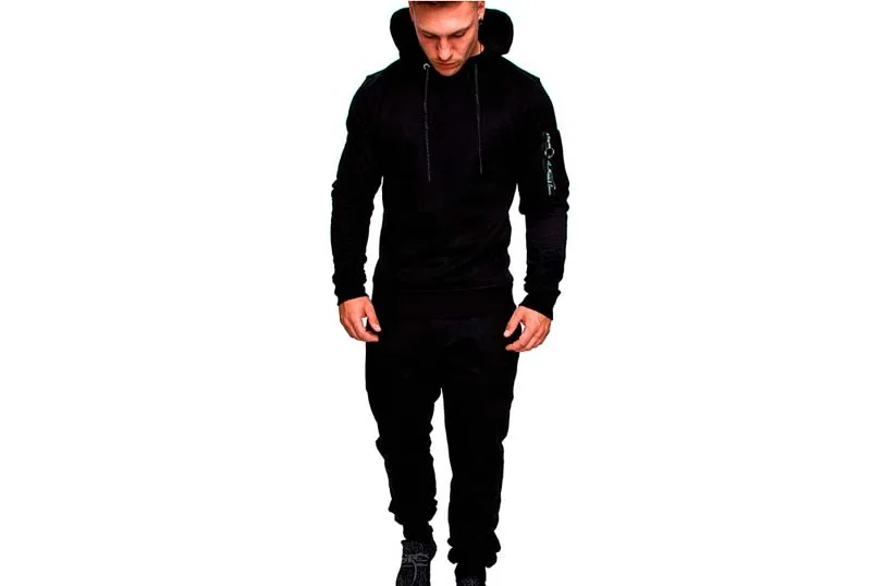 2pcs 1 Демисезонный мужской спортивный костюм пуловер с капюшоном Топ и штаны свитер пальто Fit Solid 3 цвета тренировки Jogges бег наборы для ухода за кожей - Цвет: 2pcs 1