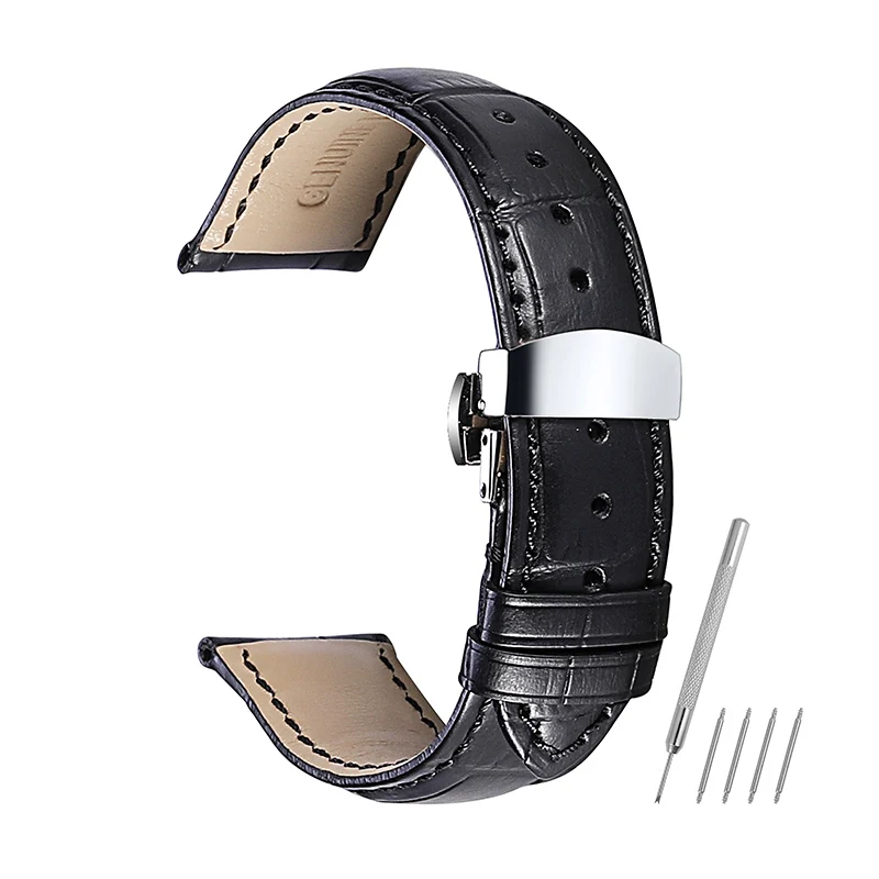 CHIMAERA 14-18 мм, 19 мм, 20 мм, 21 мм, 22 мм, 24 мм, ремешок из натуральной кожи, ремешок для часов Tissot, Casio, дизель, ремешок для часов - Цвет ремешка: Black