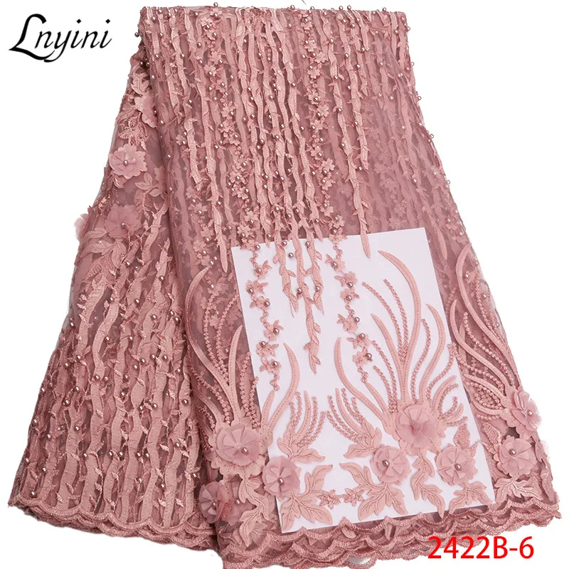 2019 African Lace Fabric On Sale Beads Fabric5 yards/lot Purple Net elastic lace ribbon For Eveing DressL2422B-2 | Дом и сад