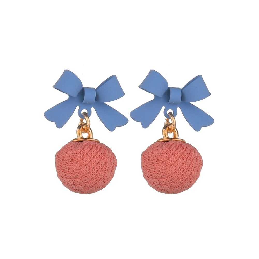 MissCyCy Мода плюшевый помпон мех мяч Висячие серьги для женщин милые бантики