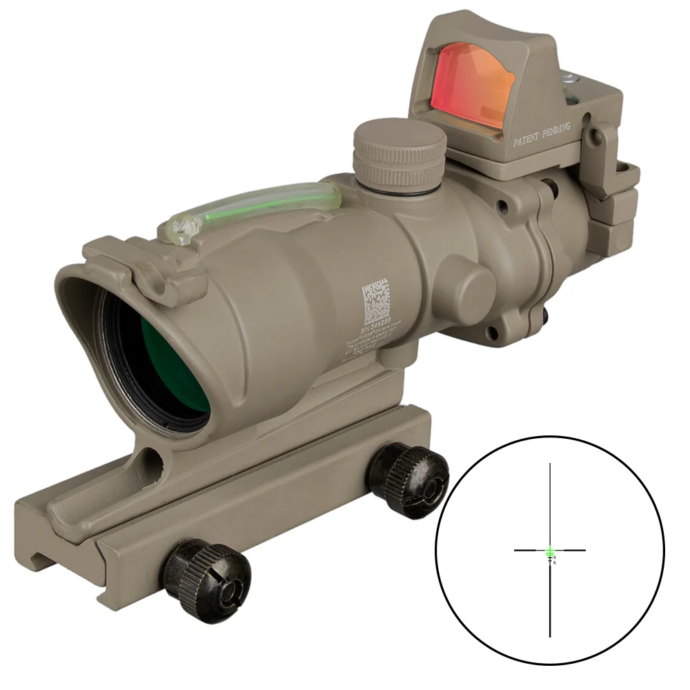 Acog 4x32 зеленый источник волокна реальный оптоволоконный прицел W/Rmr микро красная точка зрения с маркировкой стояк Охота 5 цветов - Цвет: FW3-ACOG-238