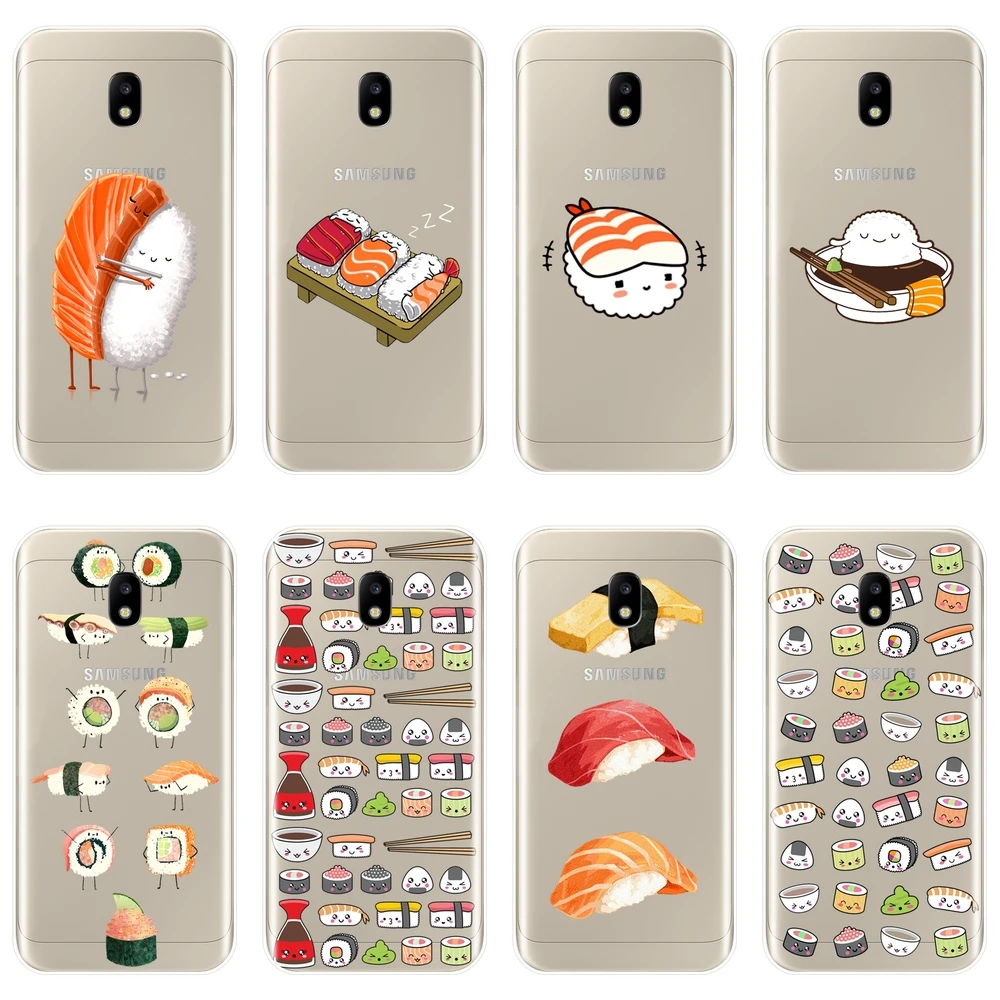 Милый мягкий силиконовый чехол для телефона Sushi Food Samsung Galaxy J3 J5 J7 2015 2016 2017 J4 J6 J8 Plus