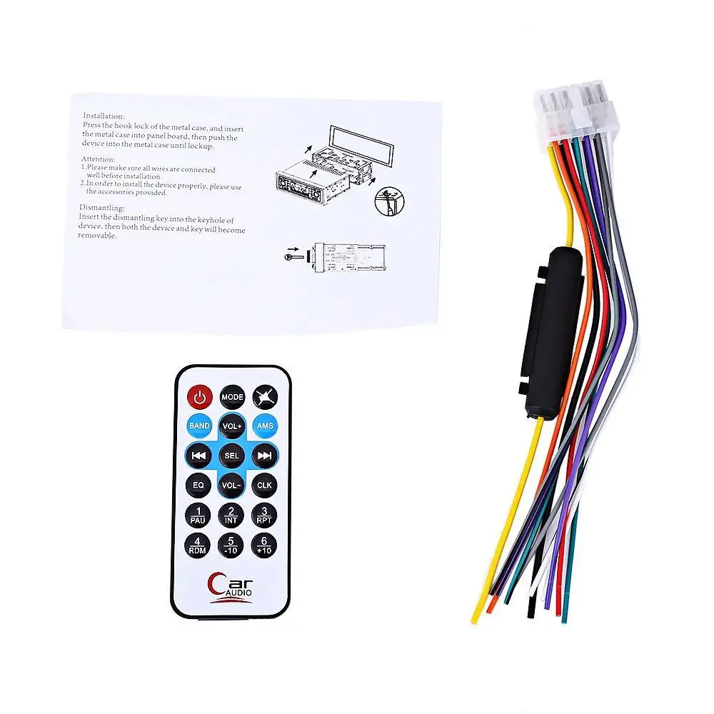 

1044 Car Radio Player Stereo Audio Car MP3 Player DC 12V LED Display FM Receiver Remote Control 4 x 50W Support SD USB AUX