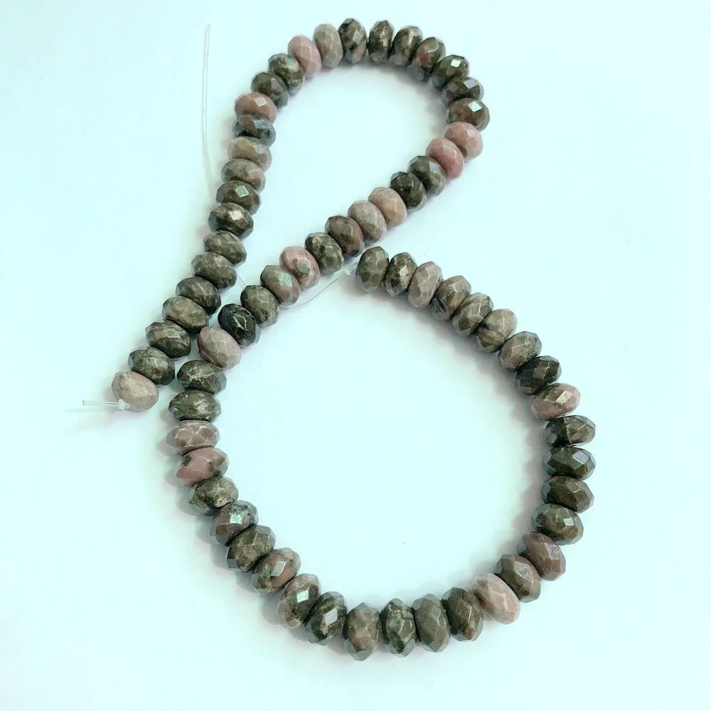 

Wholesale 1string Natural Rhodonite Gem stone Beads 4x6mm,5x8mm,6x10mm Faceted Roundel Specer Beads For Jewelry making 15.5"