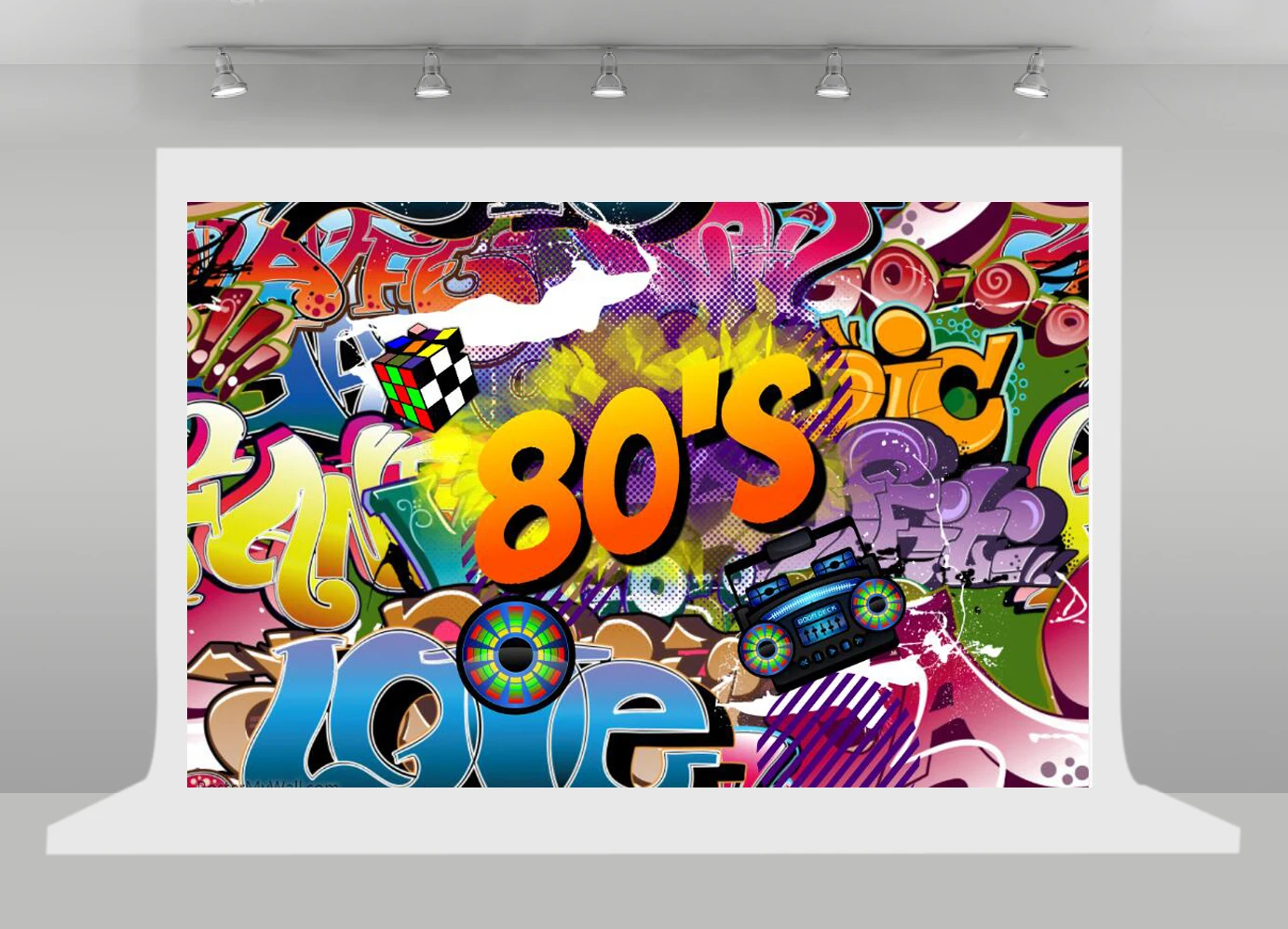 80th тематический фон для фотосъемки день рождения 80С Вечерние Декорации граффити