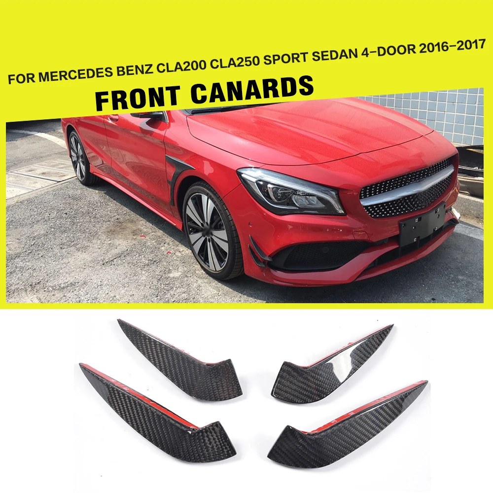 Углеродное волокно передний бампер Canards ребра наклейки для Mercedes Benz CLA200 CLA250 Sport Sedan