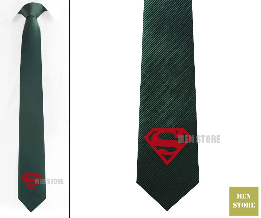 Dark Green tie-Red Супер герой логотип Мужской Жаккардовый тонкий узкий галстук 6 см Галстук Свадебная вечеринка галстук для жениха запонки LK006M - Цвет: Dark Green tie-Red