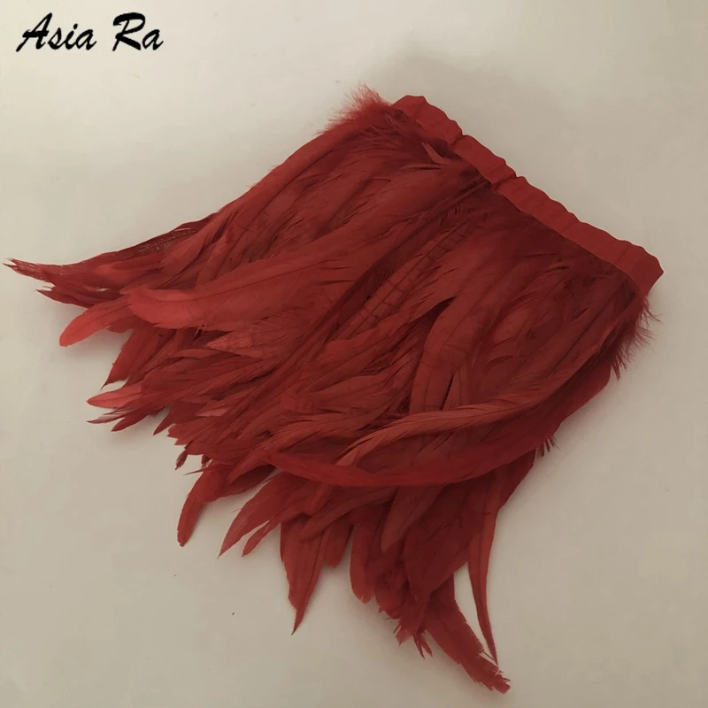 10 Meters Red chicken feather trims 30-35cm christmas decorations for home Rooster tails Feather fringes strips | Дом и сад