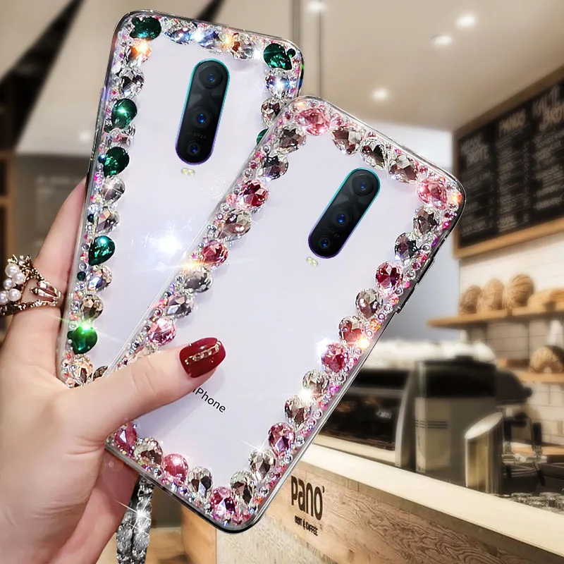 Мобильный телефон чехол с бриллиантами для отправки белых бусин oppo R17pro