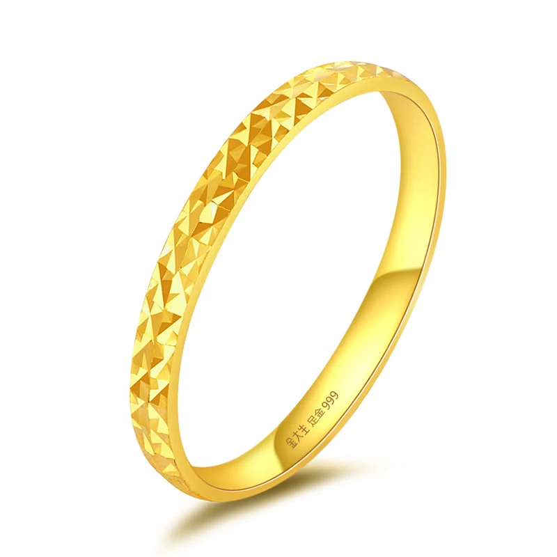 Цельное кольцо 24K из желтого золота женское 999 с полной звездой Size4 9|Кольца| |