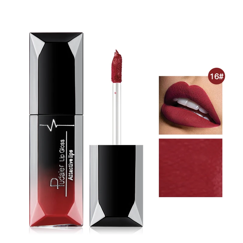 color 16 Pudaier, 1 шт., 21 цвет, красивый матовый блеск для губ, блеск для губ, стойкий увлажняющий Жидкий Макияж, румяна, коврик, косметика - Цвет: color 16