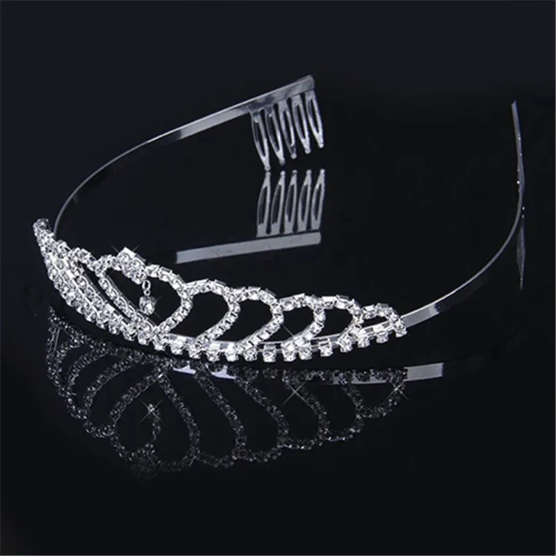 Kid Girls Elegant Heart Rhinestone Embedded Bridal Princess Tiara Crown Headband Hair Accessories | Детская одежда и обувь