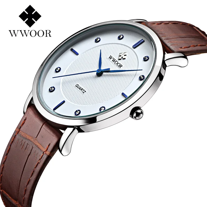 WSWR8011-2 WWOOR новые мужские кварцевые часы модные топ Брендовые спортивные роскошные модные часы кожаный сетчатый ремень мужские часы Relogio hodinky ceasuri - Цвет: WSWR8011-2