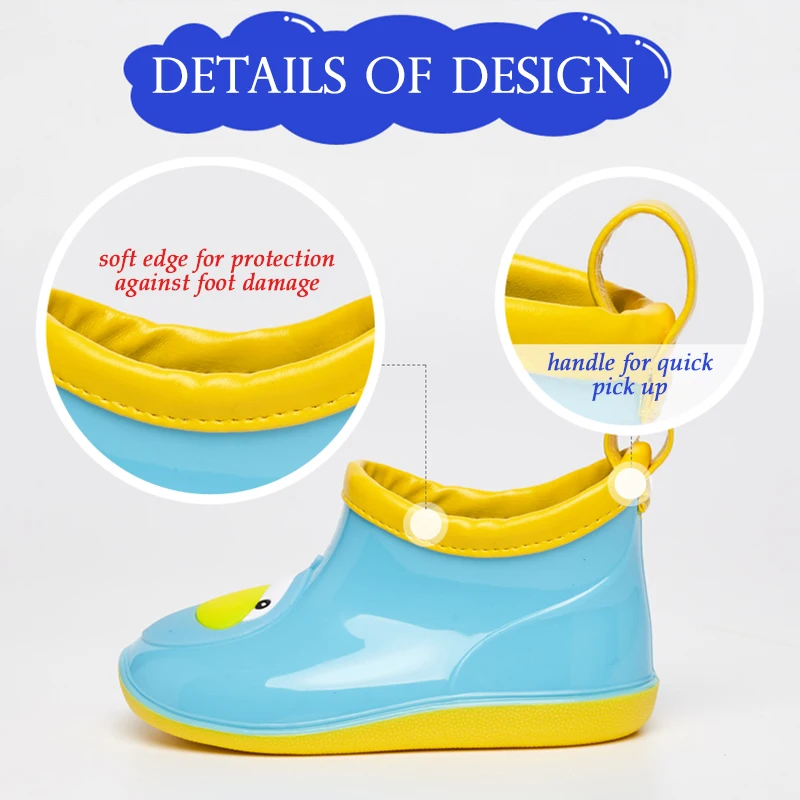 DRIPDROP Резиновые сапоги из ПВХ для Детей Водонепроницаемые короткие сапожки