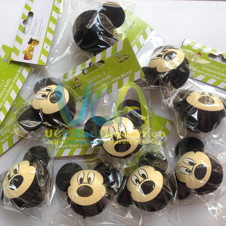 Black Mickey Head Beige Face Minnie Little Cute Adorable Cartoon Doll Antenna Balls EVA Aerial Toppers Decoration Roof Ornament