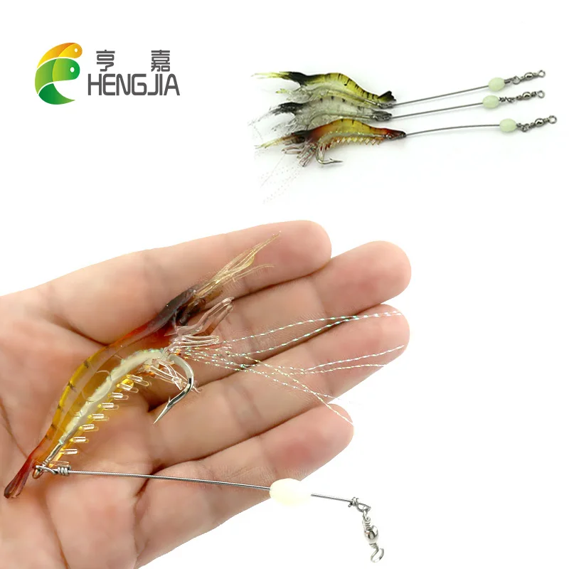 

Hengjia 5 шт. 9 см 6 г Креветки мягкие приманки Рыбная ловля искусственные приманки с Glow Крючки Вертлюги установок PESCA prawm Рыбалка приманки снасти