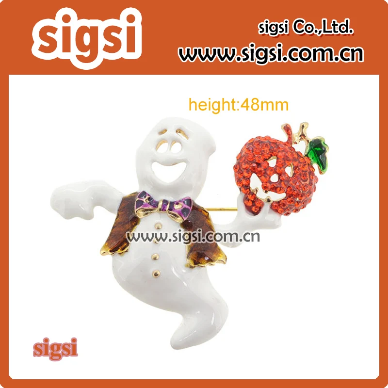 48 мм Эмаль горный хрусталь милый Призрак держит тыкву Брошь булавка для