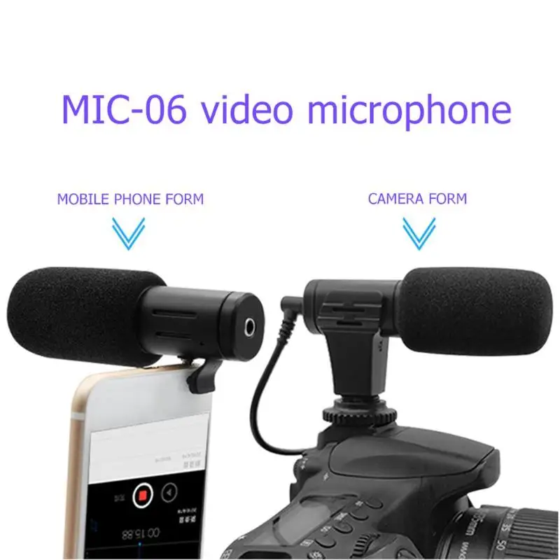 MIC 06 Камера Внешний Микрофон Стерео Мобильный телефон видео Запись микрофон с