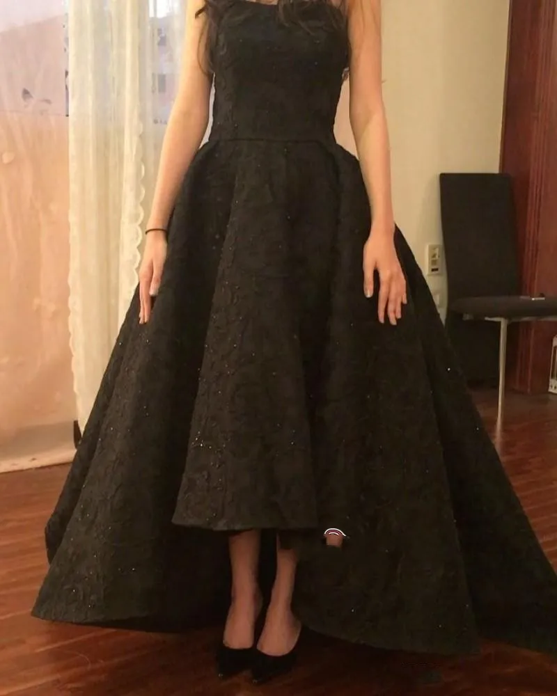 

vestidos de fiesta Stunning Black Prom Dresses Long Scoop Neck Elegant Women Formal Party Gown 2019