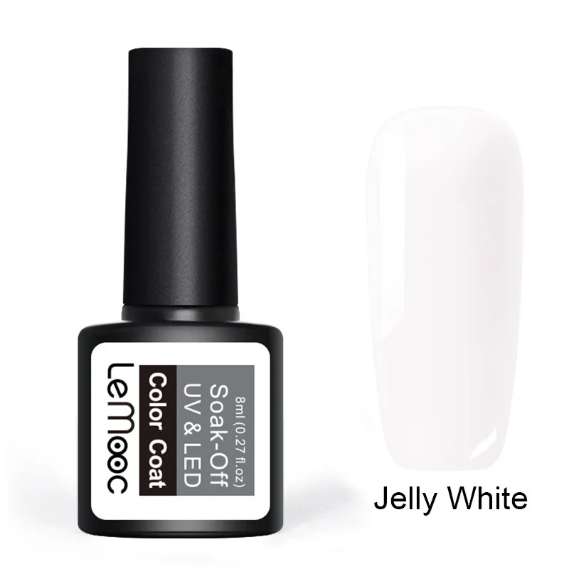 Jelly White LEMOOC 8 мл Базовое покрытие верхнее покрытие гель лак для ногтей прозрачный впитывающий УФ гель основа под лак для УФ-гель для дизайна ногтей лак - Цвет: Jelly White