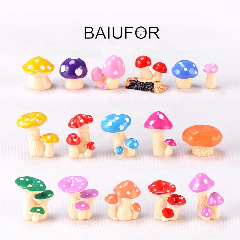 BAIUFOR полимерные миниатюры Мультяшные искусственные грибы Фея садовый декор