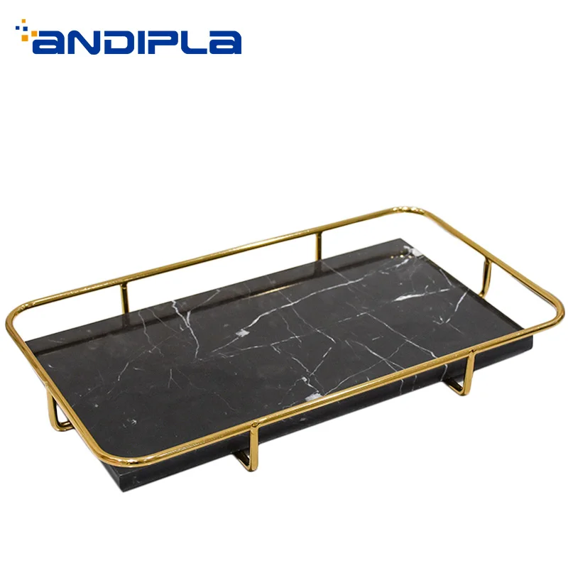 

Modern Marble Metal Display Plate Decoration Plates Tea Ceremony Accessories Teacup Teapot Holder Tea Tray Cake Trays Dish Craft