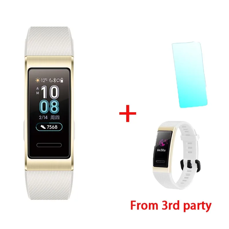 gold add White film huawei Band 3 Pro gps смарт-браслет металлический Amoled 0,95 'Полноцветный Сенсорный экран Датчик сердечного ритма датчик сна Браслет - Цвет: gold add White film