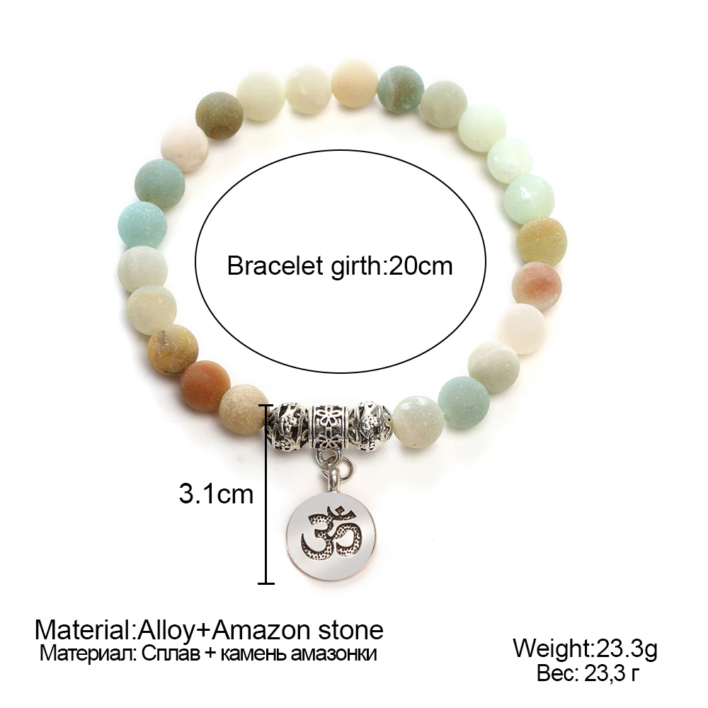 Женские и мужские винтажные браслеты OM Rune ручной работы с натуральным камнем