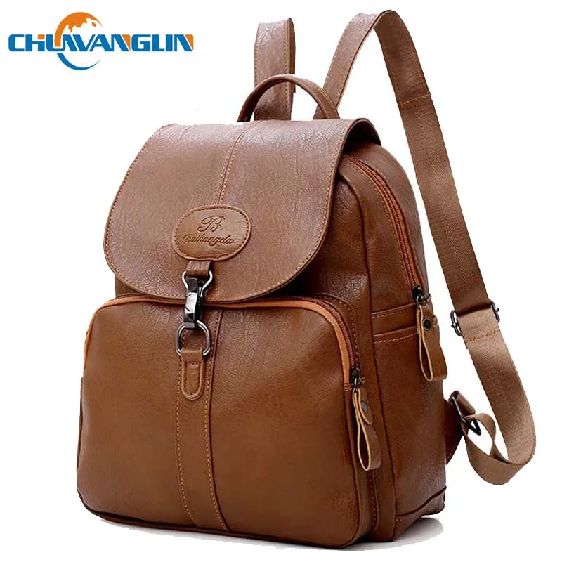 Chuwanglin кожаный рюкзак в студенческом стиле модный женский простая повседневная