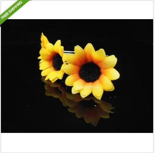 

NEW Free Shipping 100Pcs/lot Wedding Bridal Prom Yellow Sunflower Hair Pins Hair Accessory Hair Clip cute small barrettes