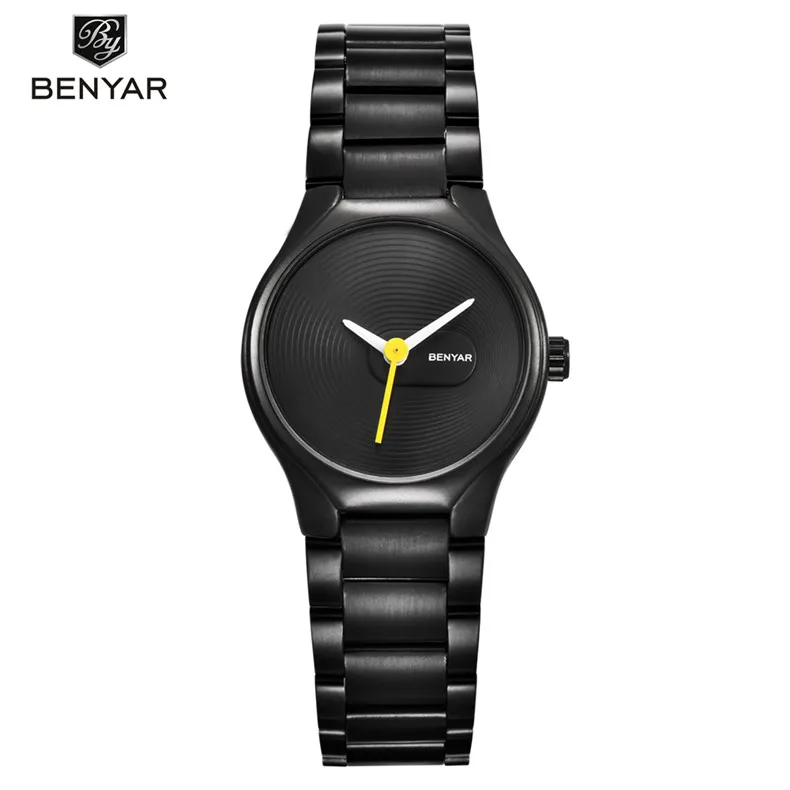 Women yellow B BENYAR модные повседневные Простые кварцевые часы для влюбленных, водонепроницаемые полностью стальные мужские часы, роскошные Брендовые женские наручные часы - Цвет: Women yellow B