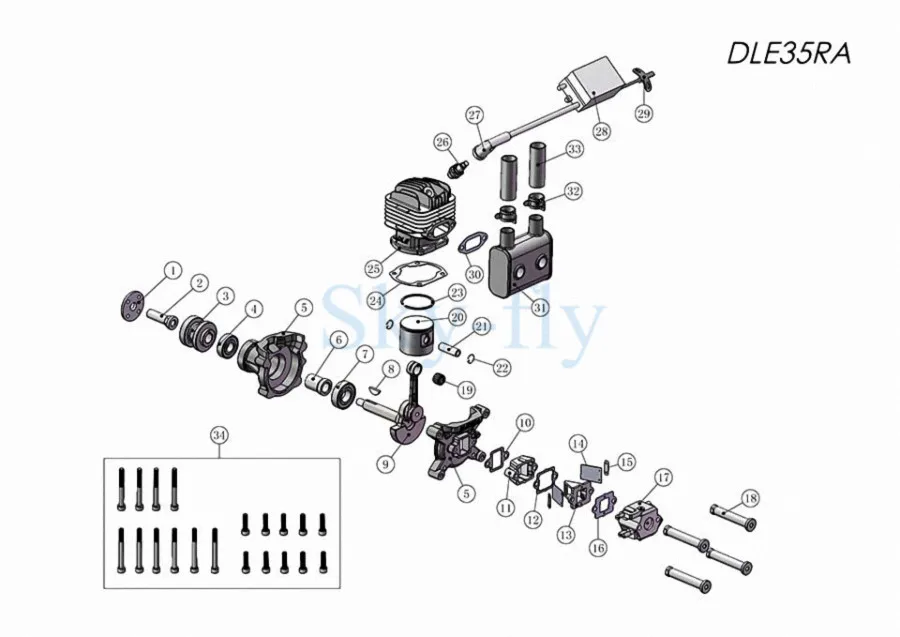 DLE35RA радиоуправляемая модель самолета бензиновый двигатель 4.1HP для деревянного