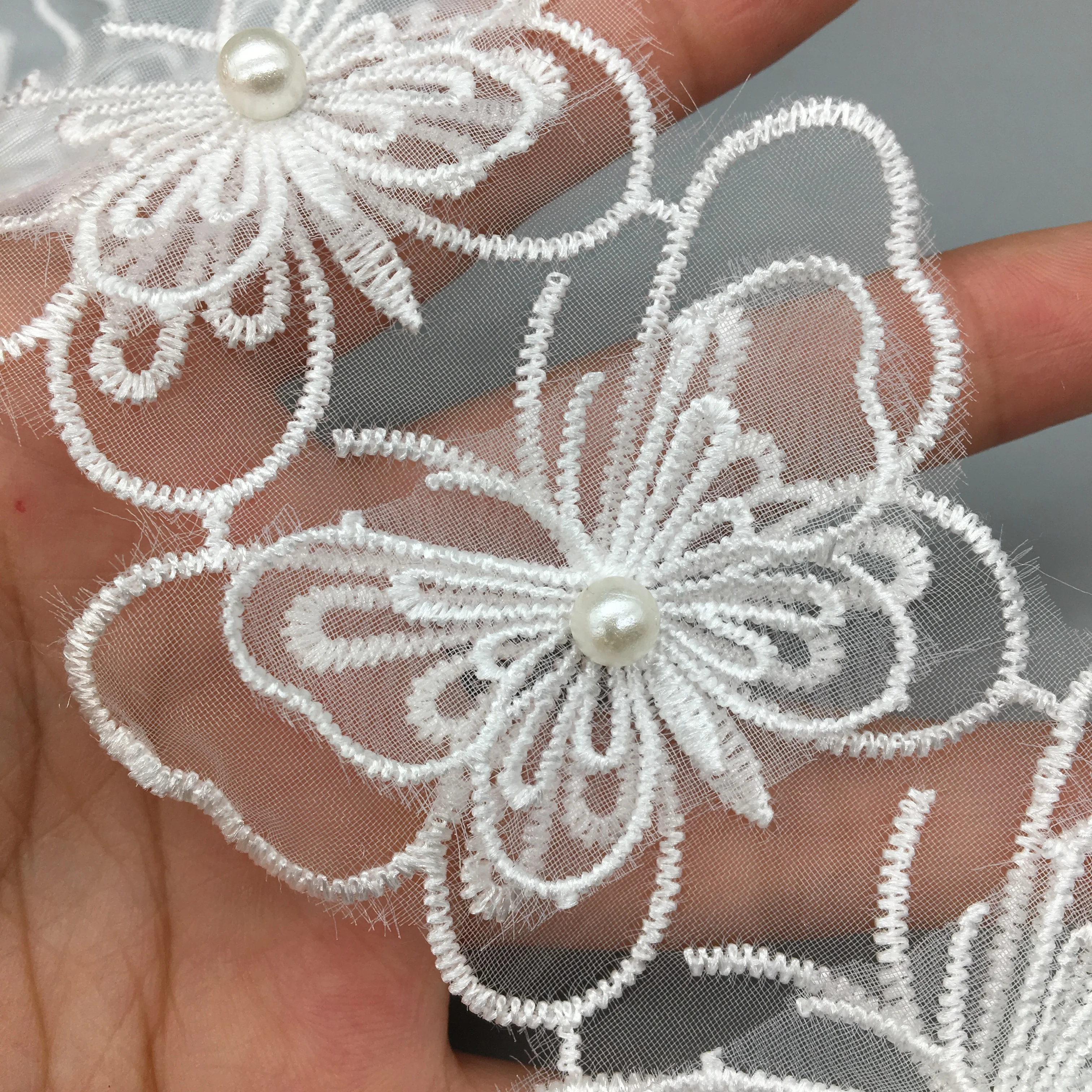 50 шт. винтажная бабочка органза жемчужная аппликация с кружевной отделкой s