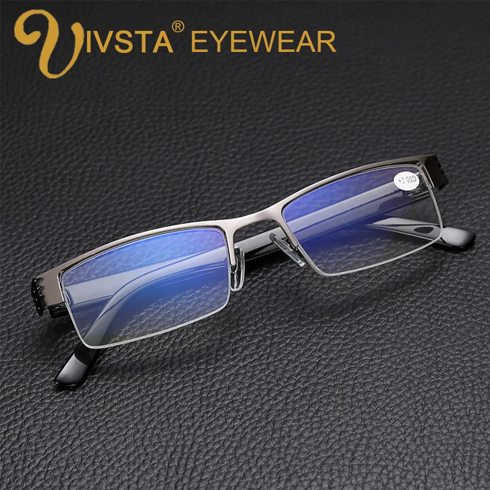 

IVSTA Reading Glasses Men Alloy Frame anti radiatio fatigue anti scratch UV Women Square with degree Hyperopia +1.0 +2.0 +3.0