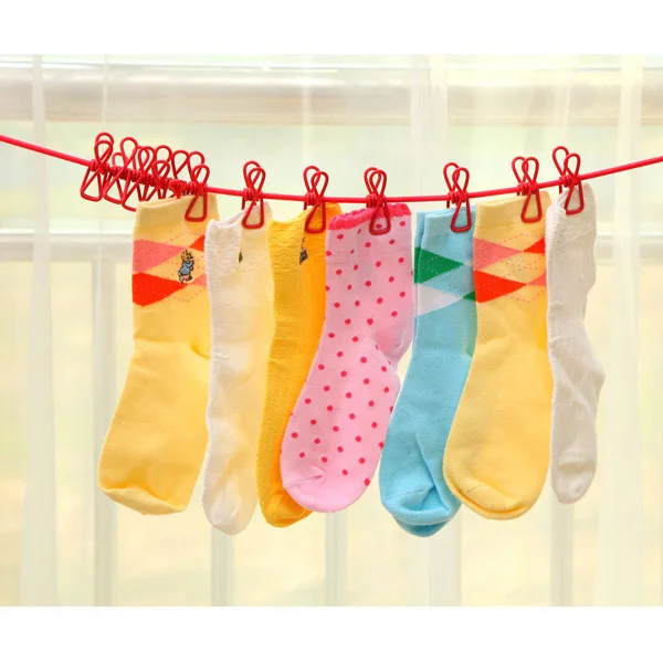 

185cm Portable multifunctional Drying Rack Clips Cloth Hangers Outdoor travel Steel Clothes Line with 12pcs clip Clothespins
