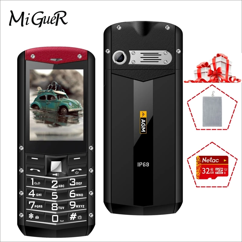 AGM M2 IP68 Водонепроницаемый клавиатура телефона 2 4 Inch SC6531DA 32 Мб + 0.3MP Камера 1970 mAh