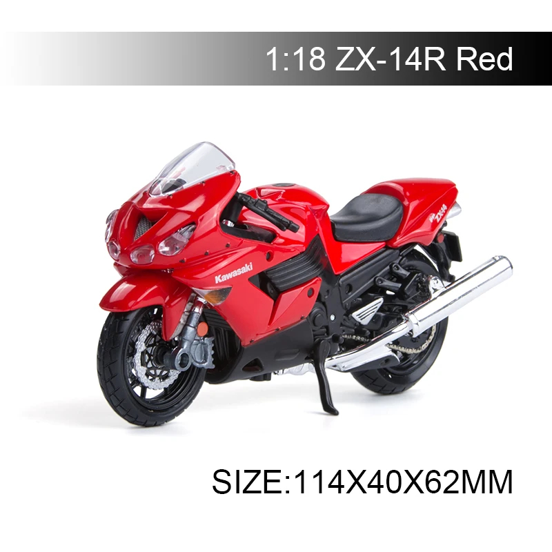 Модели мотоциклов Maisto 1:18 Kawasaki Ninja ZX-14R ZX14R красная литая пластиковая миниатюрная