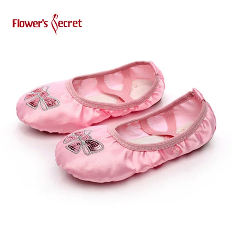 

Embroidered SATIN SEQUIN dance shoes soft soled ballet shoes