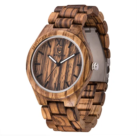 Zebra Wood 5 цветов 45 мм Мужские качественные деревянные часы золотые японские импортные Мужские t-Часы из дерева оливковая Зебра Акация черное дерево - Цвет: Zebra Wood
